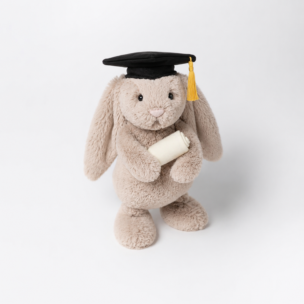 Jellycat Imitation Bashful Bunny Graduation Plush Toy with Cap & Diploma (with Dust Bag)