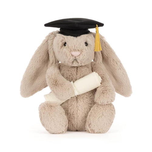 Jellycat Imitation Bashful Bunny Graduation Plush Toy with Cap & Diploma (with Dust Bag)